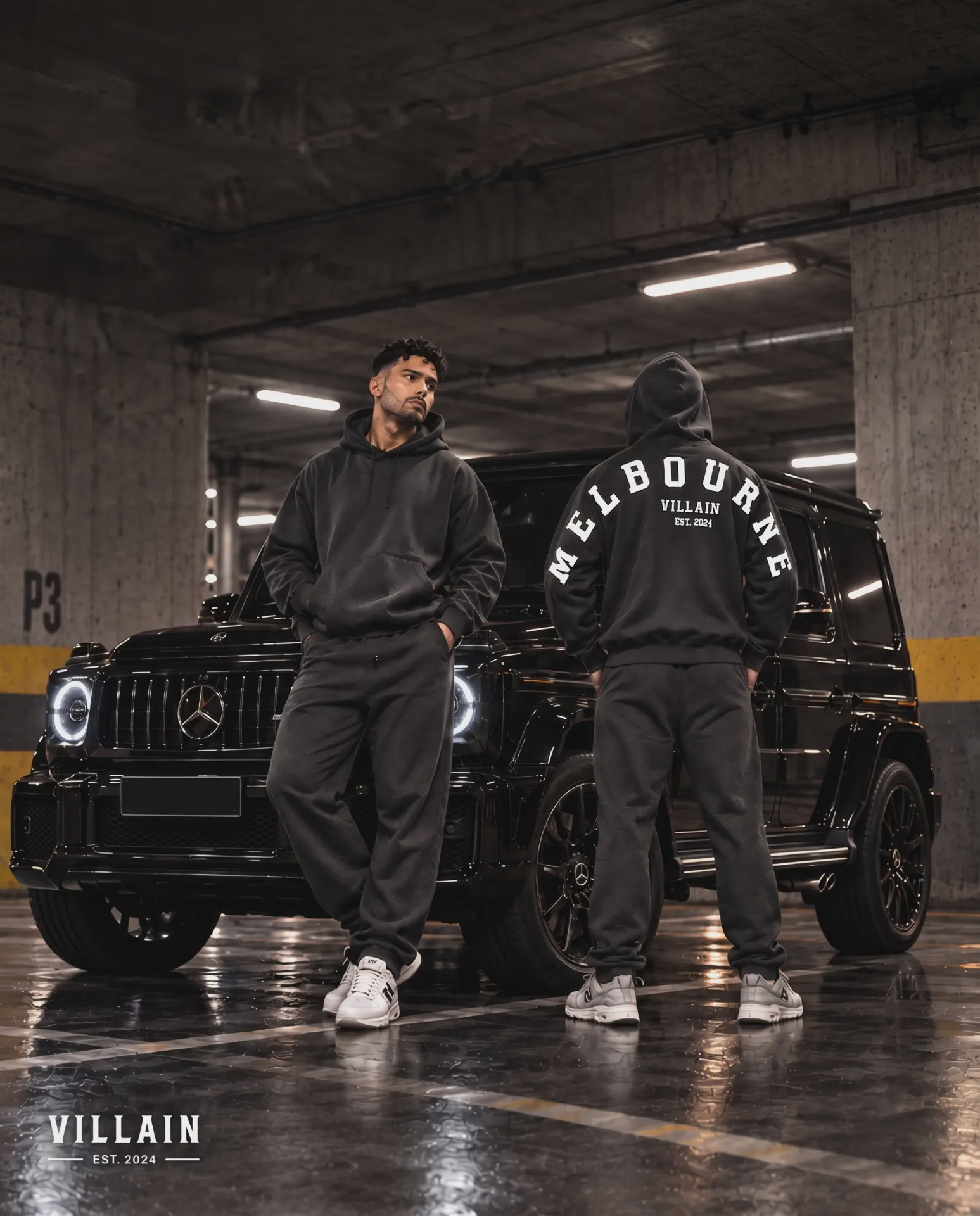 Melbourne Patriot heavyweight hoodie worn in a Melbourne carpark
